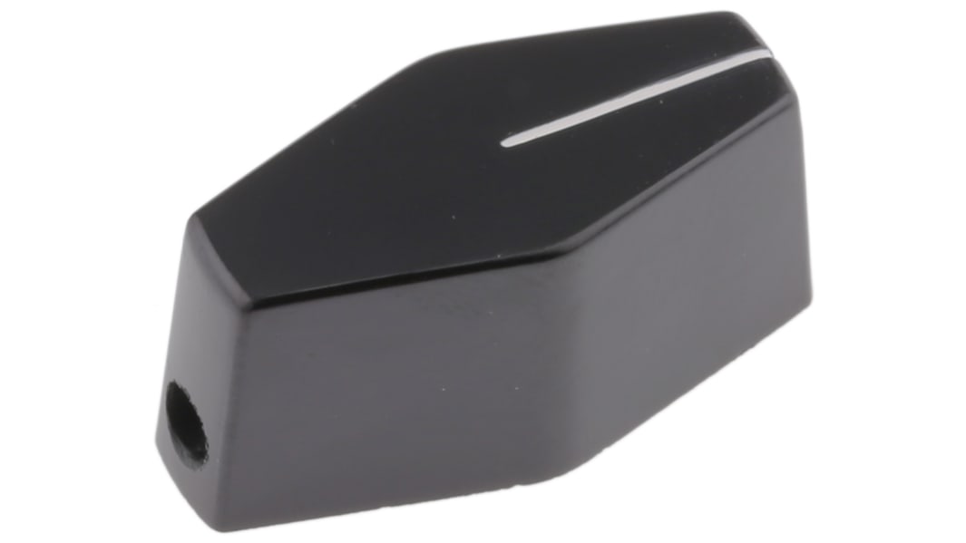 RS PRO Black Potentiometer Knob for 6.35mm Shaft Splined