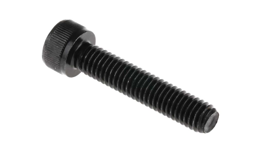 RS PRO M6 x 30mm Hex Socket Cap Screw Black, Self-Colour Steel