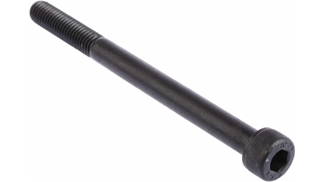 RS PRO M8 x 100mm Hex Socket Cap Screw Black, Self-Colour Steel