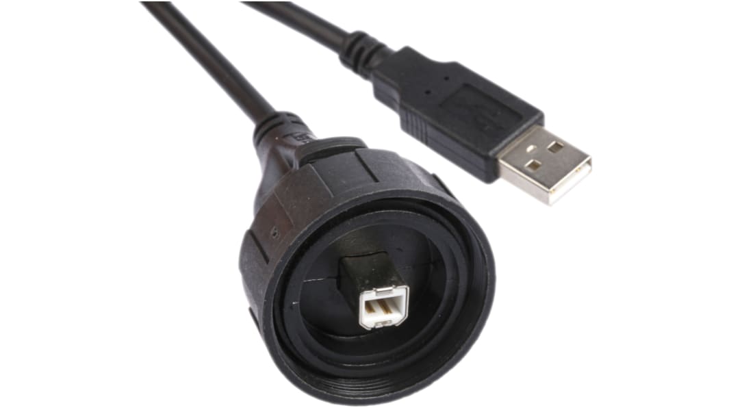 Bulgin USB-kabel, Sort, 2m