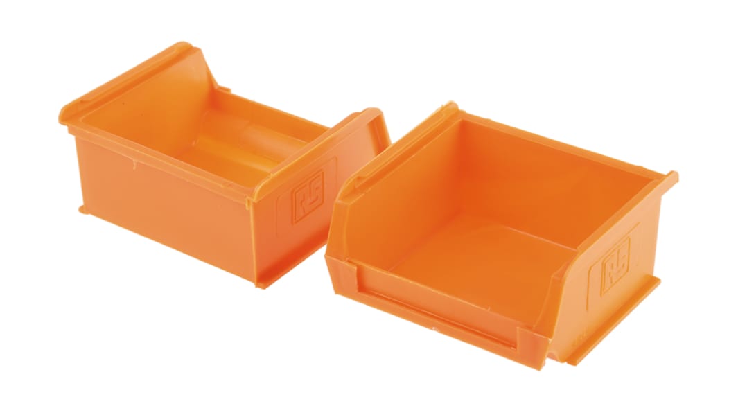 RS PRO PP Storage Bin, 90mm x 100mm x 50mm, Orange