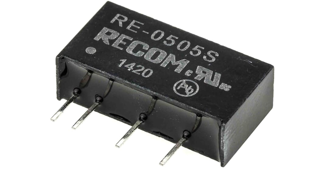 Recom RE DC-DC Converter, 5V dc/ 200mA Output, 4.5 → 5.5 V dc Input, 1W, Through Hole, +85°C Max Temp -40°C Min