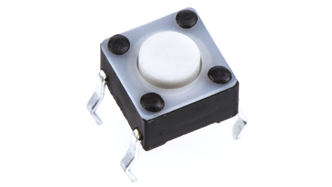 TE Connectivity Black Button Tactile Switch, SPST 50 mA @ 24 V dc 0.7mm