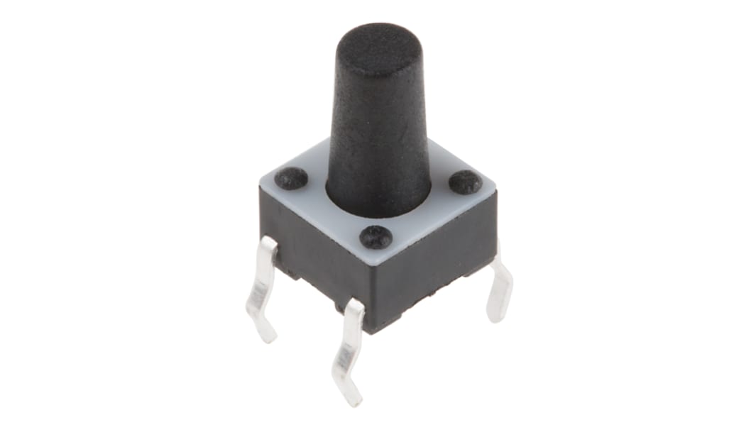 TE Connectivity Taster SPST, Lötanschluss 50 mA @ 24 V dc Tastend 5.9mm Knopf Schwarz B. 3.3mm