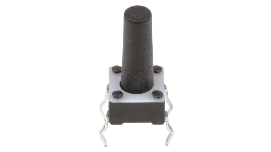 TE Connectivity Taster SPST, Lötanschluss 50 mA @ 24 V dc Tastend 9.4mm Knopf Schwarz, 5.99 x 5.99 x 7.8mm L. 5.99mm