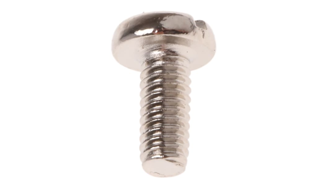 RS PRO Linsenkopf Schlitz Schrauben Vernickelt, M2.5 x 6.0mm Messing