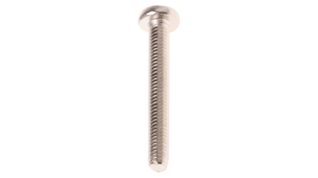 RS PRO Linsenkopf Pozi Schrauben Vernickelt, M4 x 30.0mm Messing