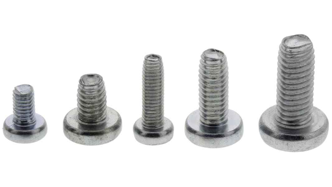 RS PRO Bright Zinc Plated Steel Pan Head Thread Forming Screw, M3,M4,M5 x