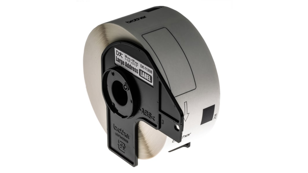 Brother White Black Print Label Roll, 90mm Width, 38mm Height, 400Per Roll Qty