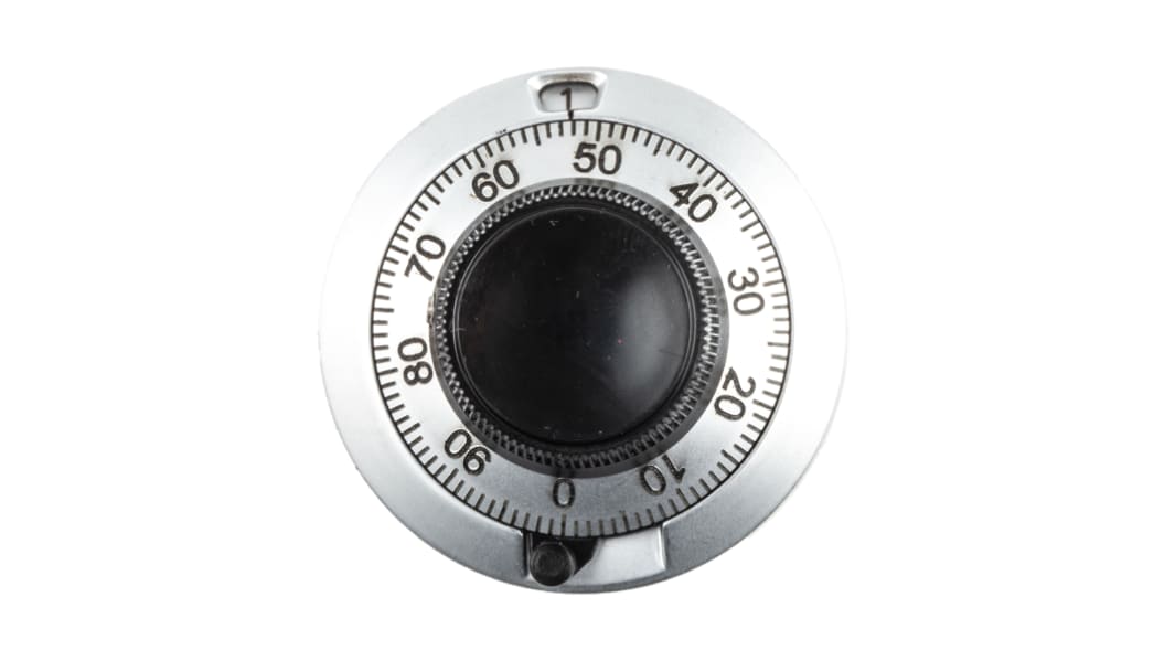 Vishay プラスチック ノブ, 6.35mm, 丸型軸 直径:46mm, ダイヤル