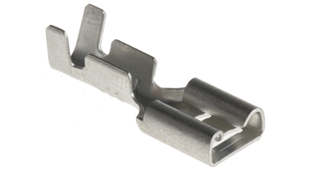 Terminal de lengüeta hembra RS PRO de crimpar, 6.35 x 0.8mm, 1.5mm² → 2.5mm², long. 19mm, de Latón estañado