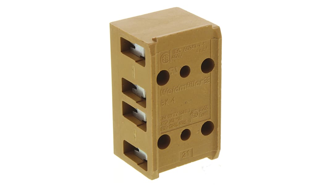 Bornier de raccordement Weidmuller SAK, 4 pôles , A visser, 32A