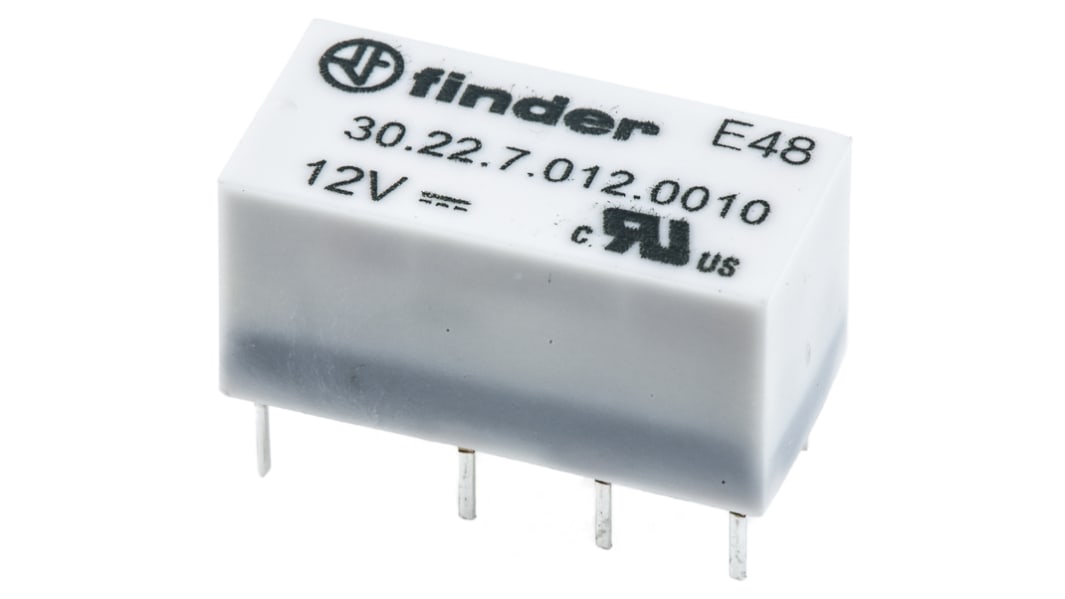 Finder PCB Mount Signal Relay, 12V dc Coil, 2A Switching Current, DPDT