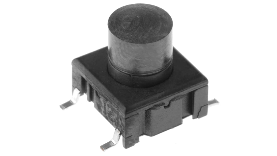 MEC IP67 Black Button Tactile Switch, SPST 50 mA @ 24 V dc 5.9mm PCB