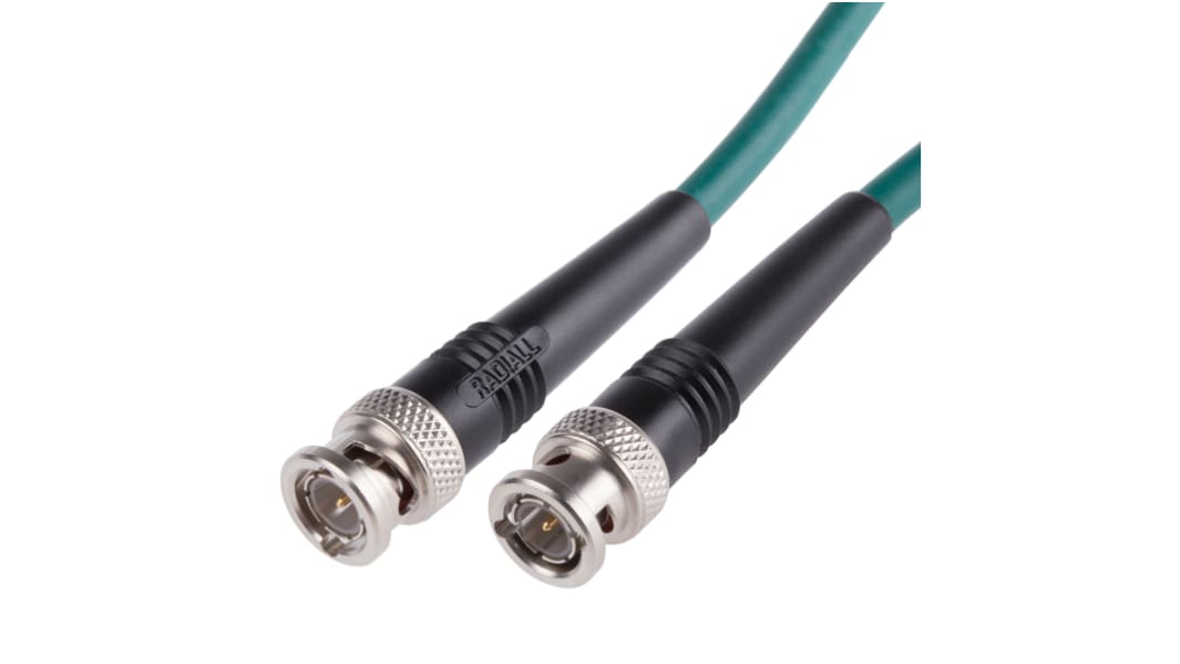 Cable coaxial KX6A Radiall, 75 Ω, con. A: BNC, Macho, con. B: BNC, Macho, long. 3m Verde
