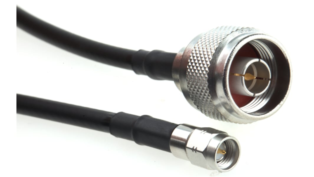 Radiall Male N Type to Male SMA, 500mm, RG58 Coaxial, Terminated50 Ω
