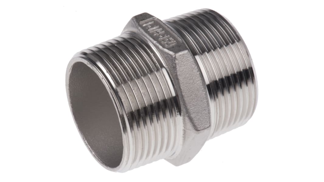 RS PRO Edelstahl-Rohrverschraubung Sechskantnippel, R 1-1/4Zoll x R 1-1/4Zoll 51.562mm