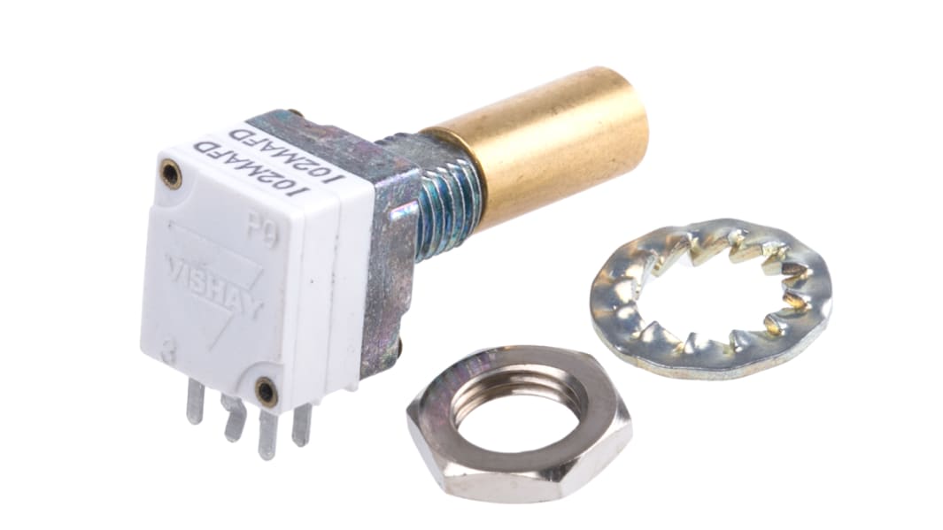Vishay P9A 1kΩ Rotary Potentiometer 2-Gang, Panel Mount (Through Hole), P9A2R100FISX1102MA