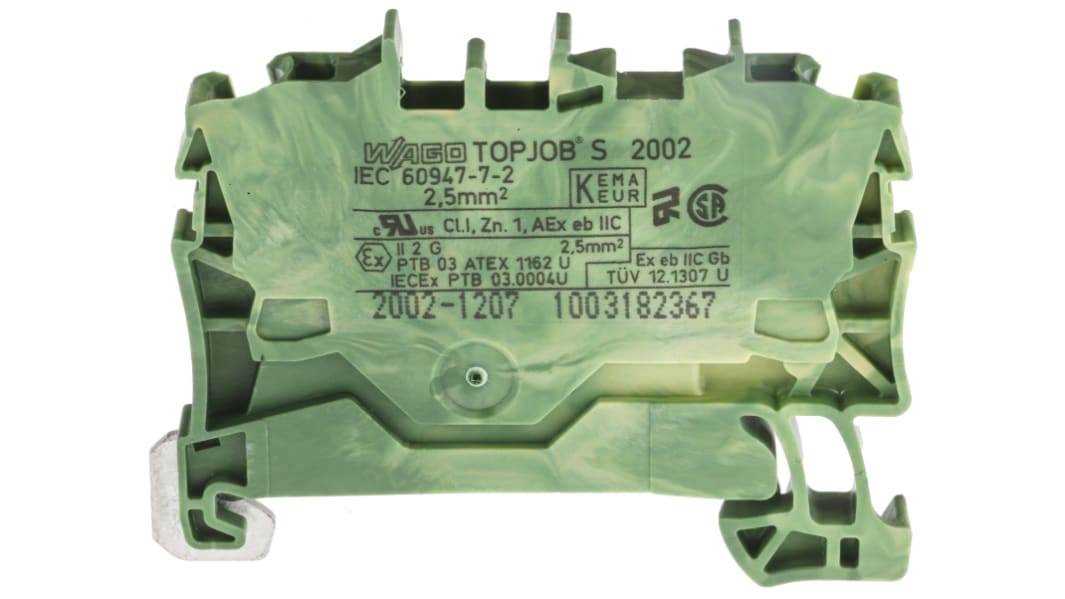 WAGO TOPJOB S, 2002 接地端子台, 22 → 12AWG, 24A 800 V, プッシュインケージクランプ