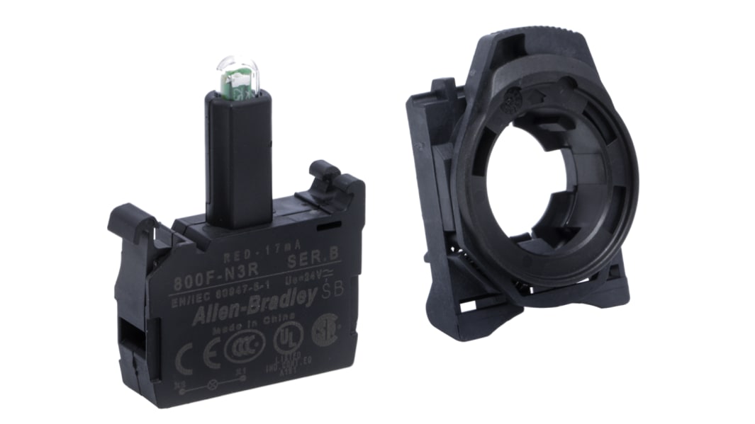 Blocco contatti luminoso Allen Bradley, 24 V, terminali a Vite, LED Rosso