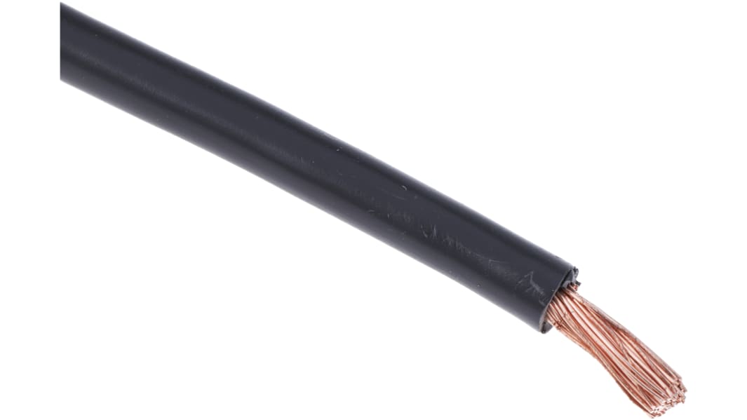 RS PRO Black 6mm² Hook Up Wire, 9 AWG, 80/0.3mm, 25m, PVC Insulation