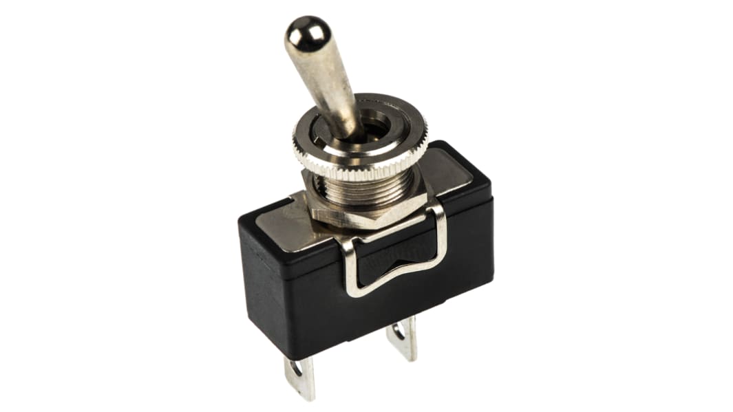 APEM Toggle Switch, Panel Mount, On-Off, SPST, Tab Terminal