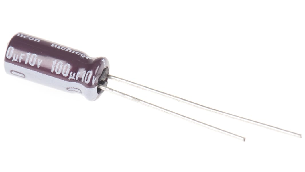 UPS1A101MDD | ニチコン 100μF,10V dc コンデンサ, スルーホール