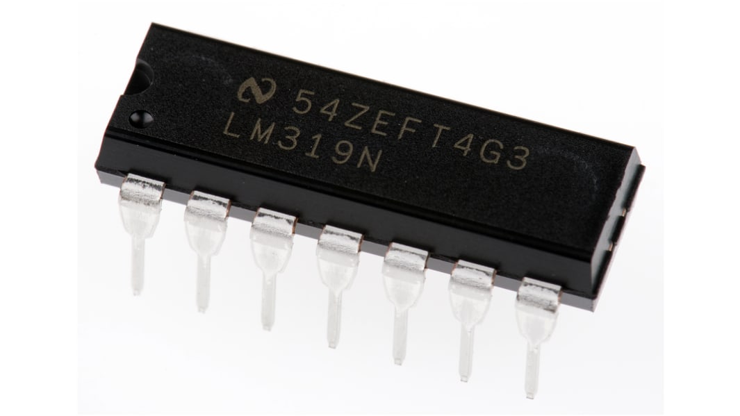 LM319N/NOPB Texas Instruments, Dual Comparator, Open Collector O/P, 0.08μs 9 → 28 V 14-Pin MDIP