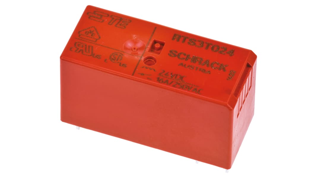 TE Connectivity RT-iPower 24V dc Spule 1-poliger Schließer Printrelais 16A 1440Ω Monostabiles Relais