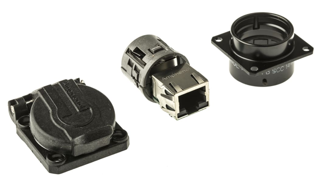 Amphenol Socapex RJF Series Female RJ45 Connector, Panel Mount, Cat5e Straight 1 Port 8 -Way