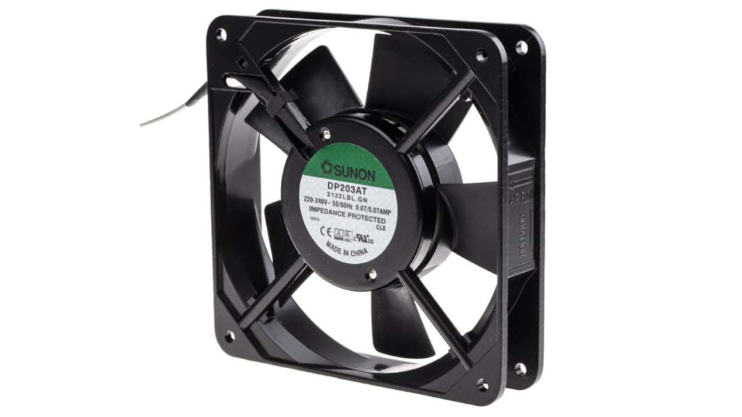 Ventilateur axial DP Sunon 230 V c.a., 91.8m³/h, 120 x 120 x 25mm, 13W