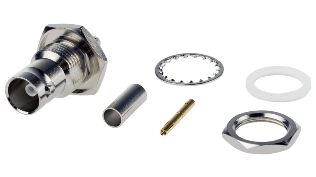 RS PRO, Jack Panel Mount BNC Connector, 75Ω, Crimp Termination, Straight Body