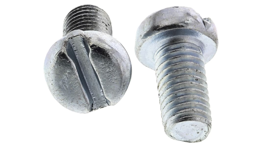 RS PRO Zylinderkopf Schlitz Schrauben verzinkt, M5 x 10.0mm Stahl