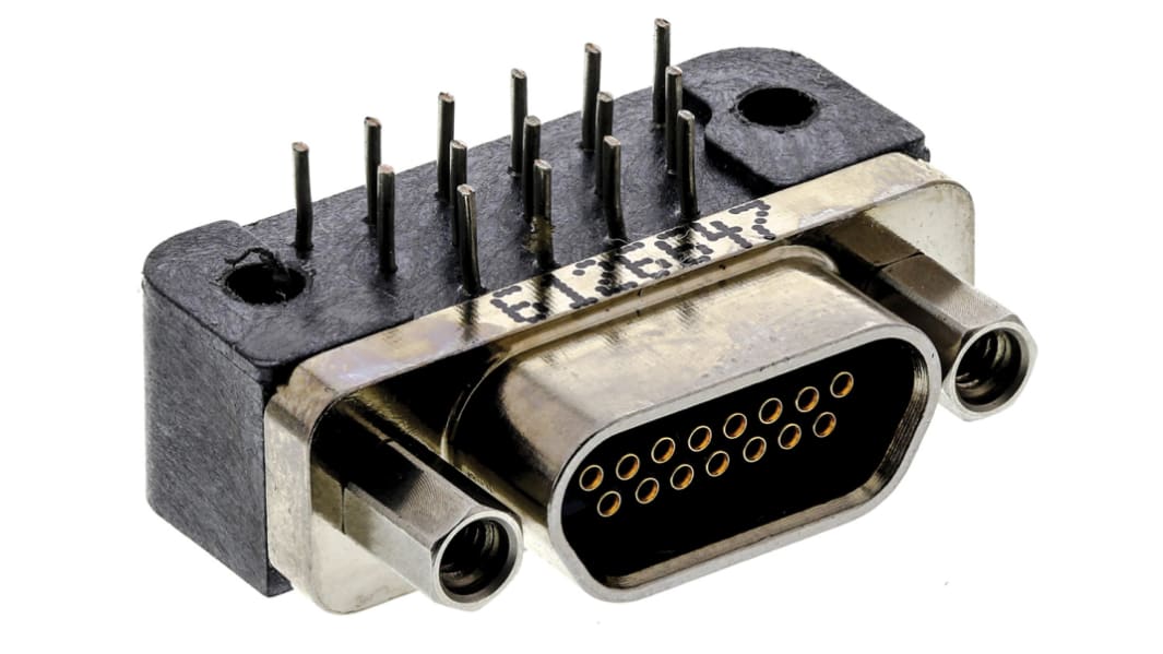 Conector D-sub Glenair, Serie MWDM, paso 2.54mm, Ángulo de 90° , Orificio Pasante, Hembra, Terminación Soldador, 3A
