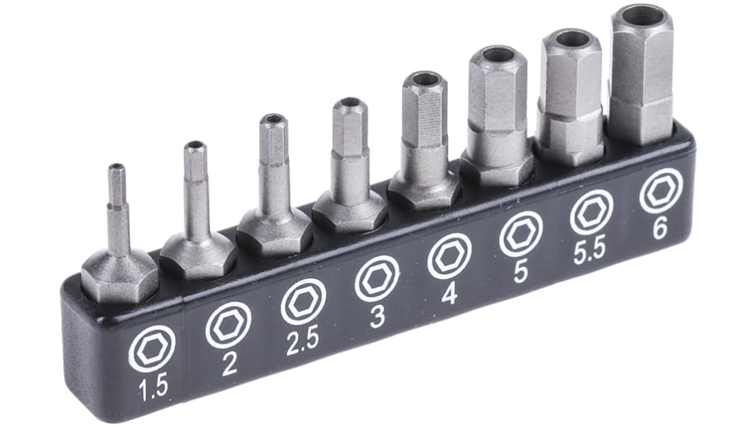 RS PRO HEX BO Bitsatz schlagfest, CrMoV-Stahl Sechskant 1,5, Sechskant 2, Sechskant 2,5, Sechskant 3, Sechskant 4,