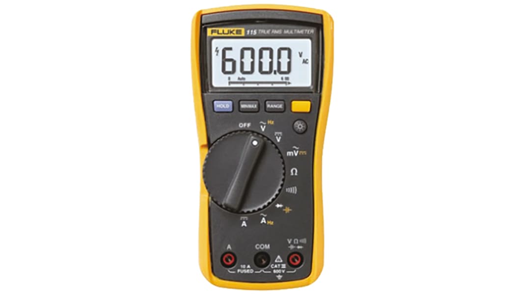 Multimètre numérique 115 Fluke Portable, 600V c.a. 10A c.a., Etalonné RS