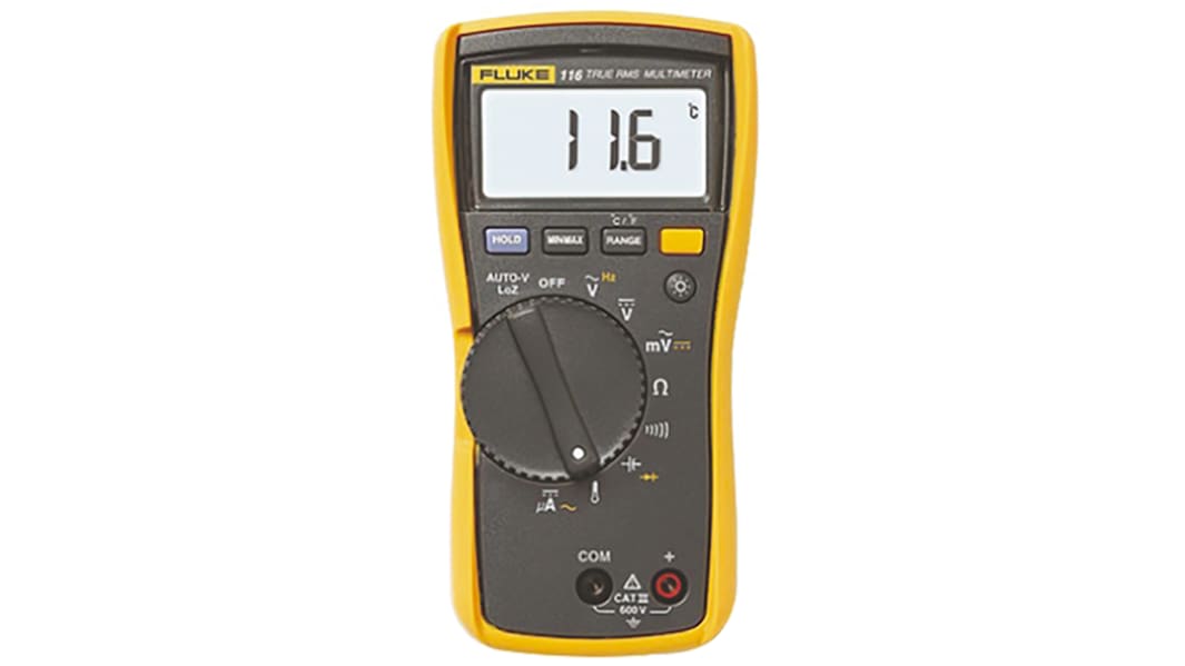 Fluke 116 Handheld Digital Multimeter, True RMS, 600μA ac Max, 600μA dc Max, 600V ac Max