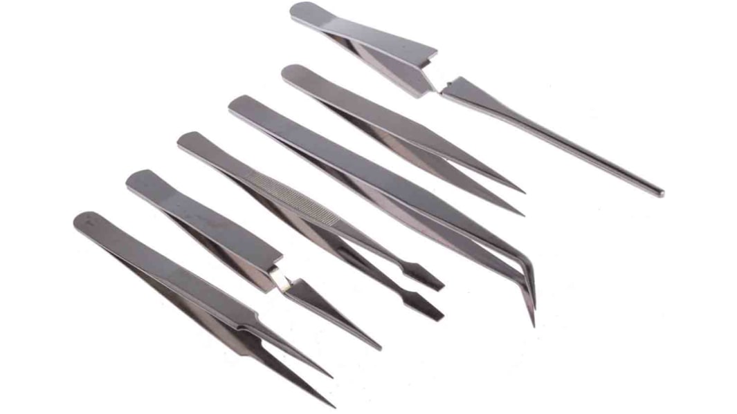 RS PRO Stainless Steel, Tweezer Set