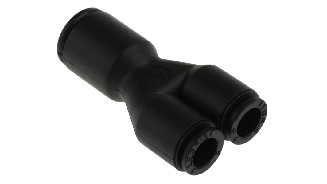 Legris LF3000 6-mm-Steckanschluss x 6-mm-Steckanschluss Y-Einsteckadapter, Rohr-zu-Rohr, Nylon glasfaserverstärkt,