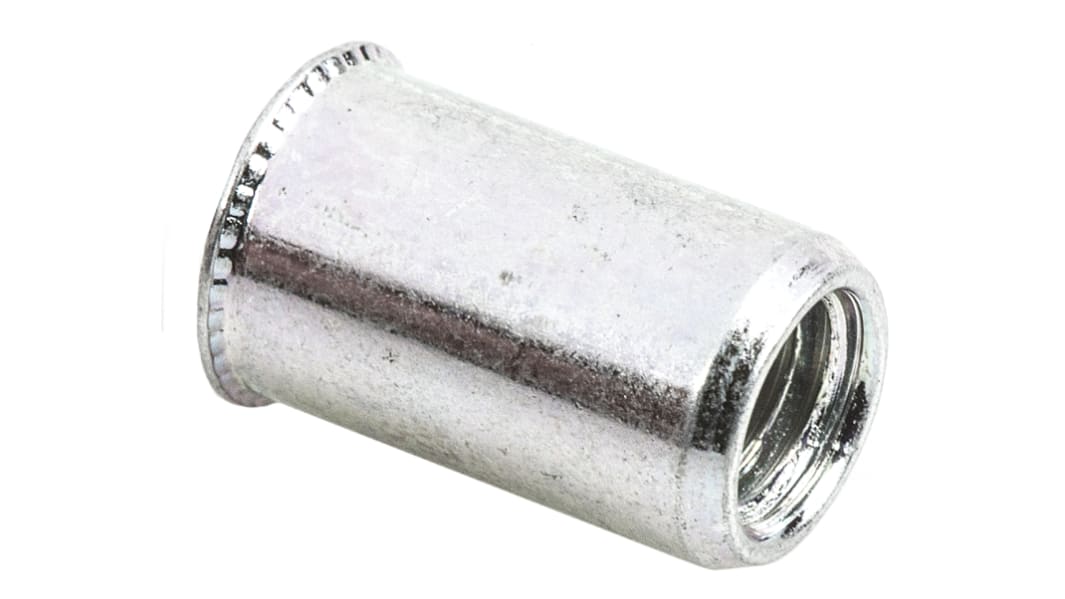 POP Galvanised, M5 Steel Threaded Insert, 7.8mm diameter 7.2mm Depth 12mm