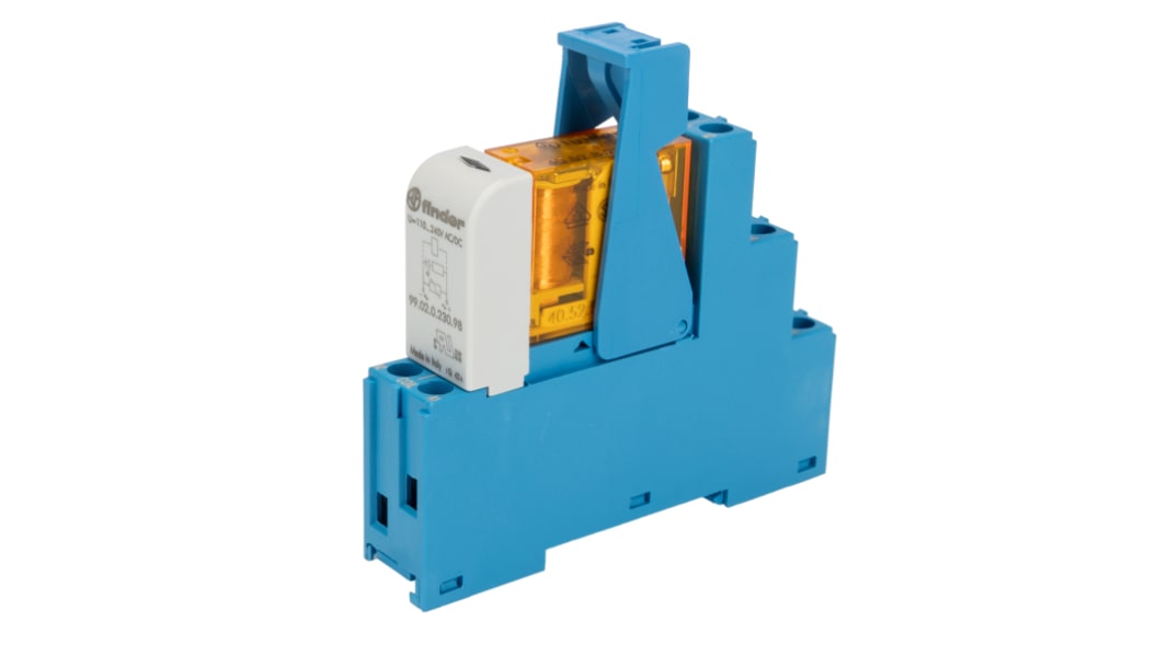 Relé modular Finder 48 Series, DPDT, 230V ac, 8A, para carril DIN