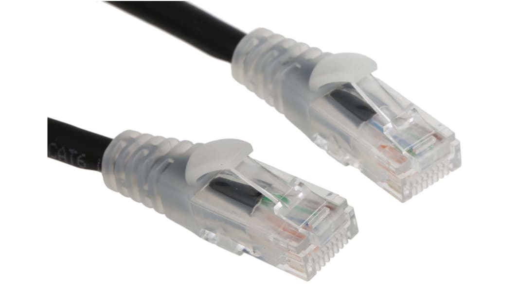 RS PRO, 5m Cat6, Black RJ45 to Male RJ45 Male, U/UTP Unshielded, Terminated LSZH Sheath