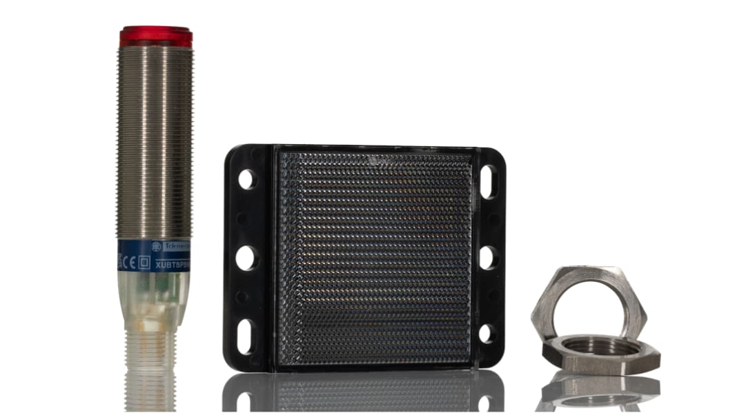 Telemecanique Sensors Retroreflective Photoelectric Sensor, Barrel Sensor, 1.4 m Detection Range