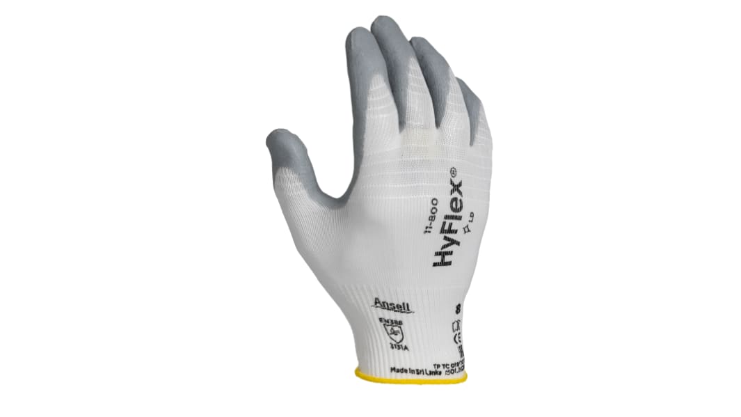 Ansell HyFlex 11-800, HyFlex 11-800 Arbeitshandschuhe Größe 8 Mechanisch Nylon Weiß 1Paar
