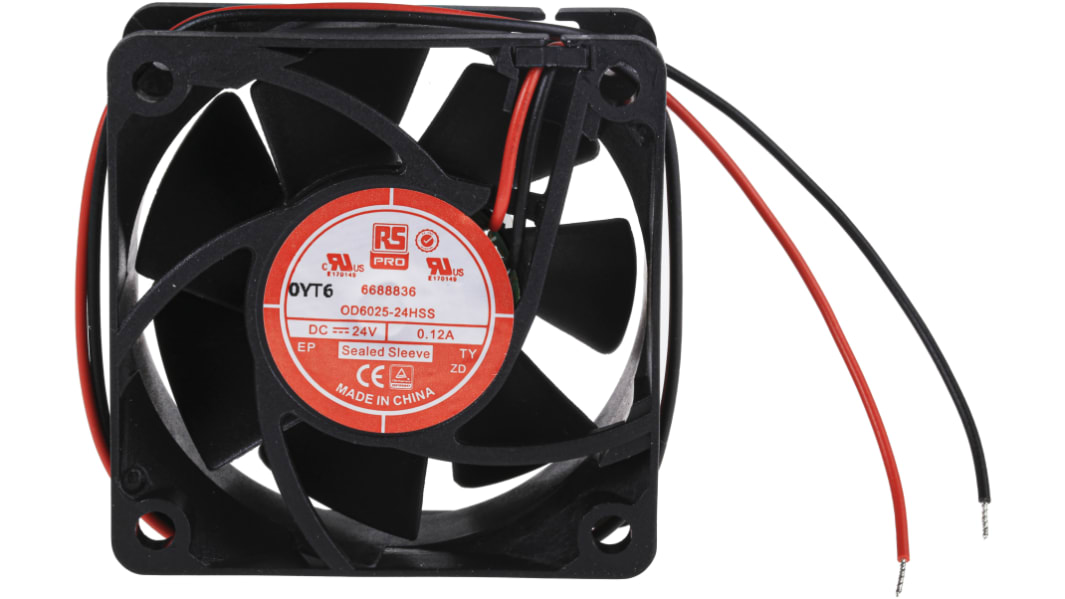 Ventilateur axial RS PRO 24 V c.c., 39.1m³/h, 60 x 60 x 25mm, 3.6W