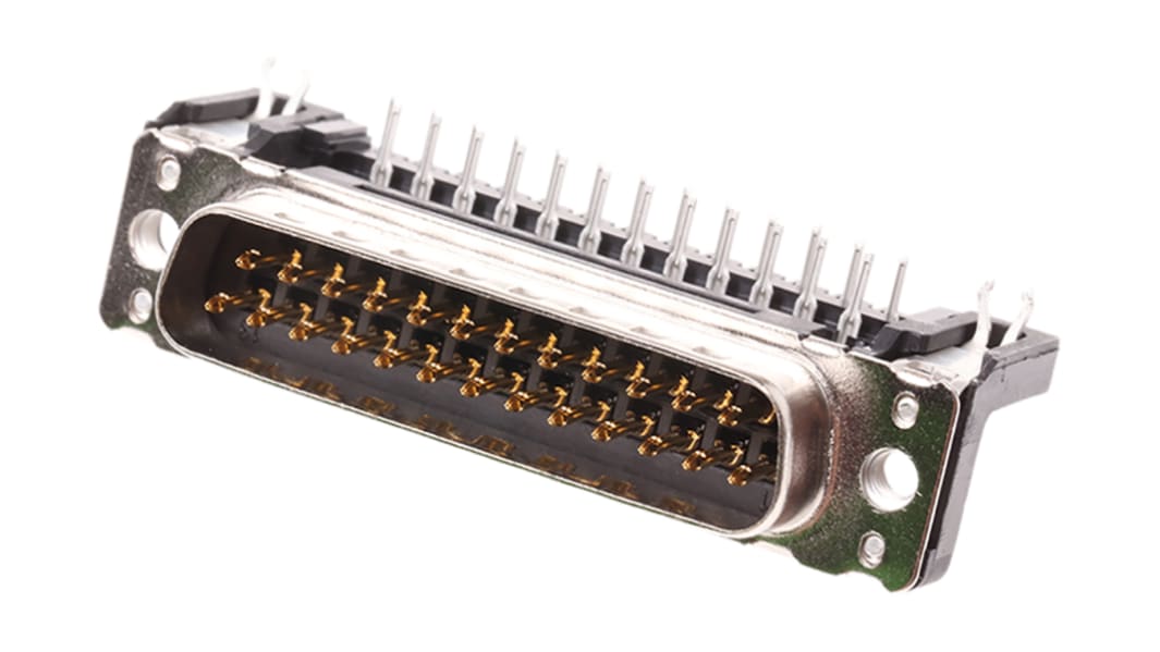 HARTING 25 Way Right Angle Through Hole D-sub Connector Plug, 2.76mm Pitch, with Boardlocks, M3 Threaded Inserts