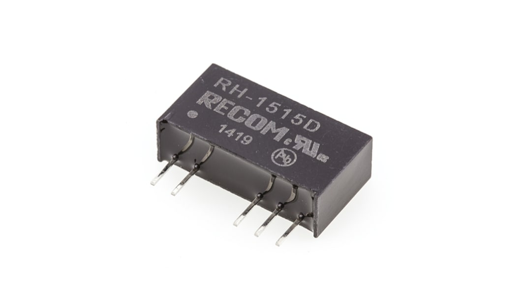 Recom RH DC-DC Converter, ±15V dc/ ±33mA Output, 13.5 → 15.5 V dc Input, 1W, Through Hole, +85°C Max Temp -40°C