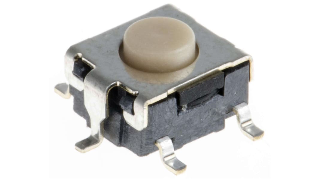 Interruttore tattile Omron, SPST, 6.60 x 6 x 4.3mm, L. attuatore 0.8mm, Montaggio con foro passante