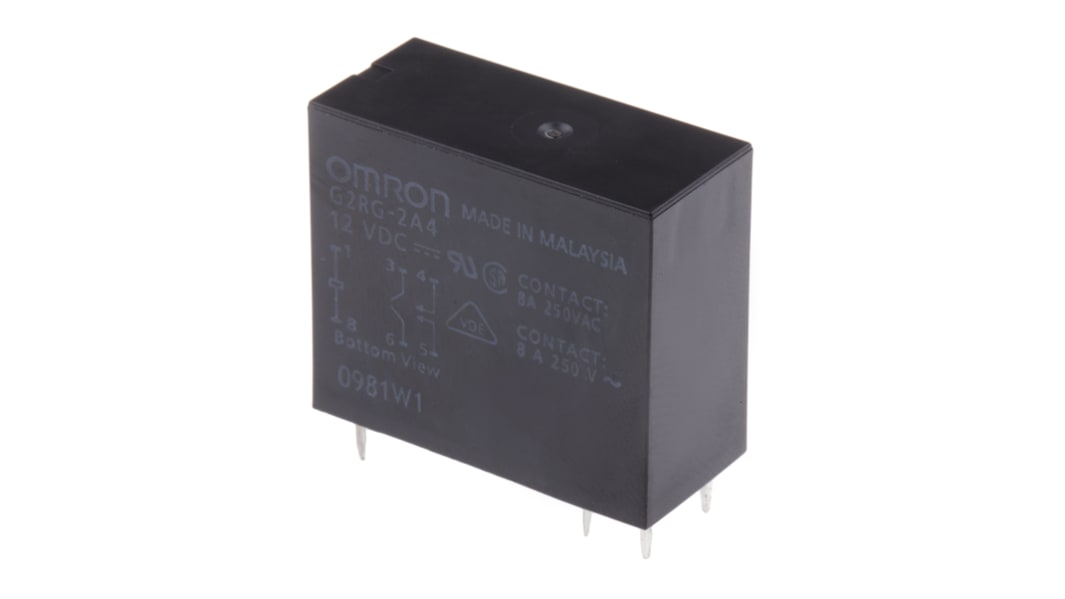 オムロン パワーリレー, 12V dc, DPST, 8A, 基板実装
