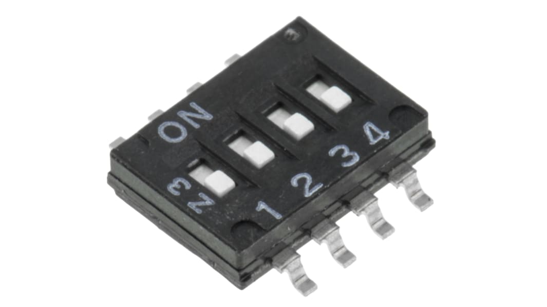 Omron DIP-Schalter Gleiter 4-stellig 4PST 25 mA @ 24 V dc, bis +70°C